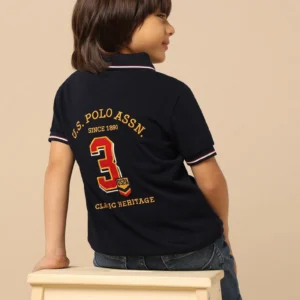 U.S. POLO ASSN. Boys Printed Pure Cotton Regular T Shirt (Blue, Pack of 1)